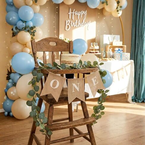 Rustic ONE Banner for 1st Birthday – Burlap High Chair Sign, Pre-Assembled Party Decoration for Baby Boy or Girl by WH SIGNATURE in Saudi Arabia