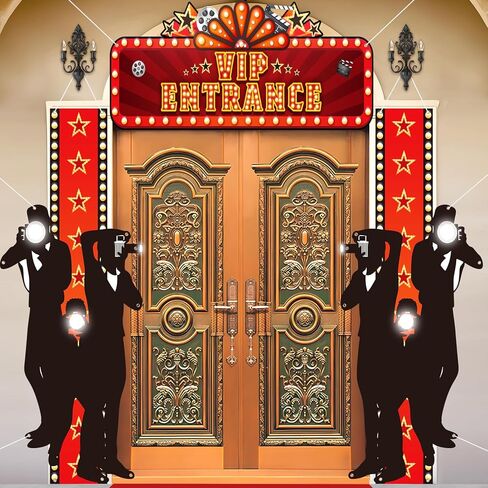3Pcs Movie Night Porch Sign Banner, Movie Theme Party Decorations VIP Door Entrance Banner Backdrop Theater Welcome Now Showing Sign for New Year Home Film Casino Red Carpet Vip Party Supplies Decor in Saudi Arabia