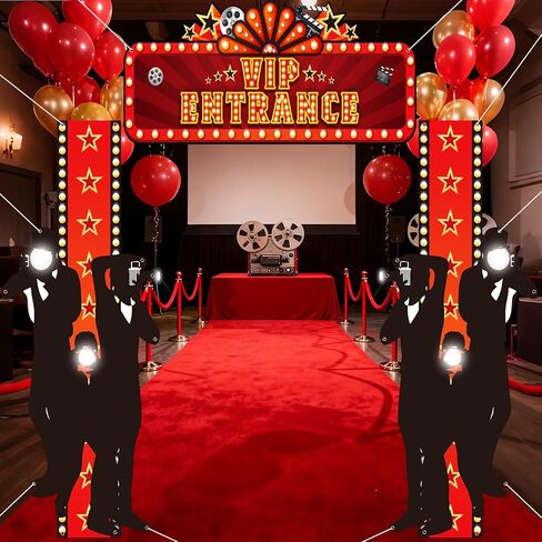 3Pcs Movie Night Porch Sign Banner, Movie Theme Party Decorations VIP Door Entrance Banner Backdrop Theater Welcome Now Showing Sign for New Year Home Film Casino Red Carpet Vip Party Supplies Decor in Saudi Arabia