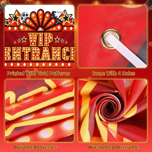 3Pcs Movie Night Porch Sign Banner, Movie Theme Party Decorations VIP Door Entrance Banner Backdrop Theater Welcome Now Showing Sign for New Year Home Film Casino Red Carpet Vip Party Supplies Decor in Saudi Arabia