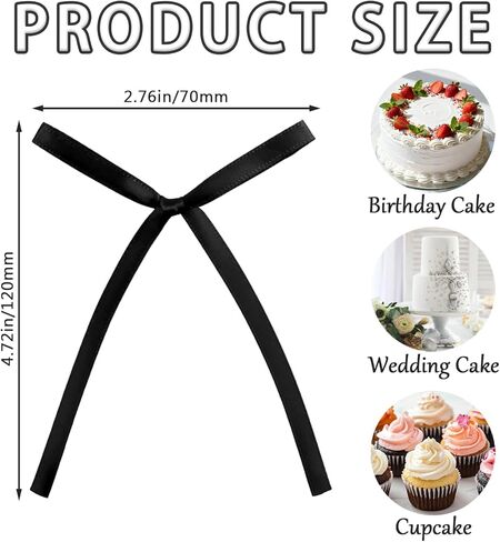 50Pcs Black Bowknot Cake Toppers Elegant Cake Decor Bows Picks for Formal Events Wedding Anniversary Gourmet Baking Dessert Table Cupcake Decor Accessories Classic Pastry (Black) in Saudi Arabia
