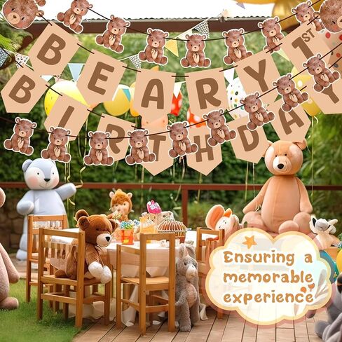 Epakh 3 Pcs Bear Birthday Party Decoration Beary first birthday banner Cute 1st Bear party Supplies Wall Hangings for Nursery, Play Room, Dorm Room, Baby Shower Gender Reveal decor in Saudi Arabia