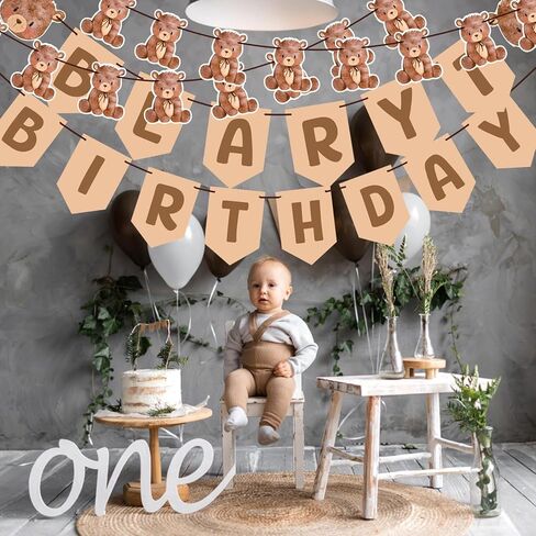 Epakh 3 Pcs Bear Birthday Party Decoration Beary first birthday banner Cute 1st Bear party Supplies Wall Hangings for Nursery, Play Room, Dorm Room, Baby Shower Gender Reveal decor in Saudi Arabia