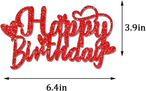 Glitter Happy Birthday Valentines Decorations Banner Red Pink Valentine Party with cake topper for Valentine's Decor in Kuwait