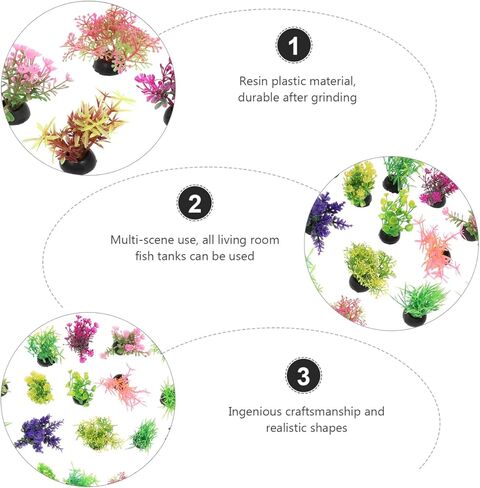 نباتات حوض السمك من الأعشاب البحرية الصناعية من DOITOOL مقاس 5.08 سم، عشب مائي صناعي صغير لخزان الأسماك D Cor منظر طبيعي لحوض السمك ومأوى للأسماك 20 قطعة أنماط مختلطة in Kuwait