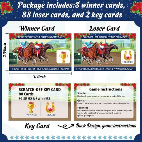 90shine 90Pcs Kentucky Horse Derby Scratch Off Cards Racing Game Party Favors Supplies Decorations in Saudi Arabia