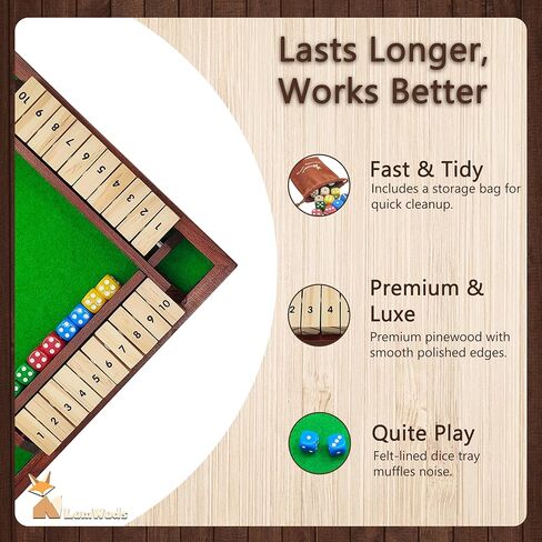 Wooden Tic Tac Toe Game Shut The Box Game Wooden Combo, Classic Tabletop Entertainment for Kids, Adults and Family Nights in Saudi Arabia