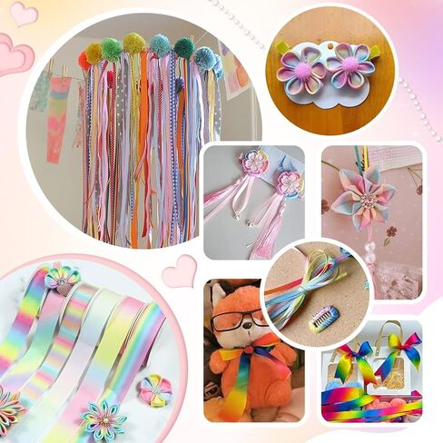 PH PandaHall 100 Yards Pastel Rainbow Satin Ribbon, 3/8 inch Fabric Grosgrain Ribbons Textured Polyester Gradient Craft Wrapping Ribbon for Hair Bow Gift Wrapping Craft Sewing Wedding Party Decor in Saudi Arabia