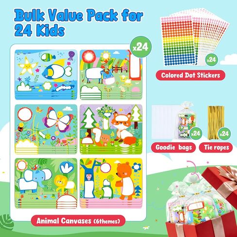 JoyCat 24 Pack Animal Dot Art Set, Individual Dot Stickers Craft Kits, Mess-Free Party Favors for Kids Ages 3-5 4-8, DIY Creative Activity, Travel Toys,Classroom Prizes & Goodie Bag Stuffers in Saudi Arabia