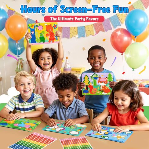 JoyCat 24 Pack Animal Dot Art Set, Individual Dot Stickers Craft Kits, Mess-Free Party Favors for Kids Ages 3-5 4-8, DIY Creative Activity, Travel Toys,Classroom Prizes & Goodie Bag Stuffers in Saudi Arabia