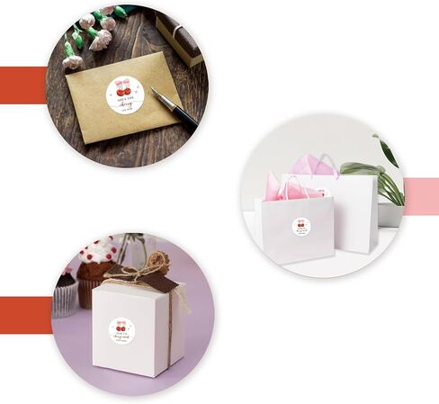 40pcs Cherry Thank You Stickers, She's The Cherry On Top Round Stickers, Thank You Berry Much Round Labels for Bridal Shower/1st Birthday Party Favors in Saudi Arabia