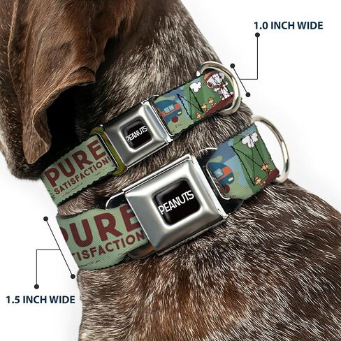 Peanuts Worldwide LLC Pet Collar, Dog Collar Metal Seatbelt Buckle, Peanuts Happy Camper Beagle Scouts Scenes, 11 to 16.5 Inches 1.0 Inch Wide in Saudi Arabia