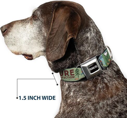 Peanuts Worldwide LLC Pet Collar, Dog Collar Metal Seatbelt Buckle, Peanuts Happy Camper Beagle Scouts Scenes, 11 to 16.5 Inches 1.0 Inch Wide in Saudi Arabia