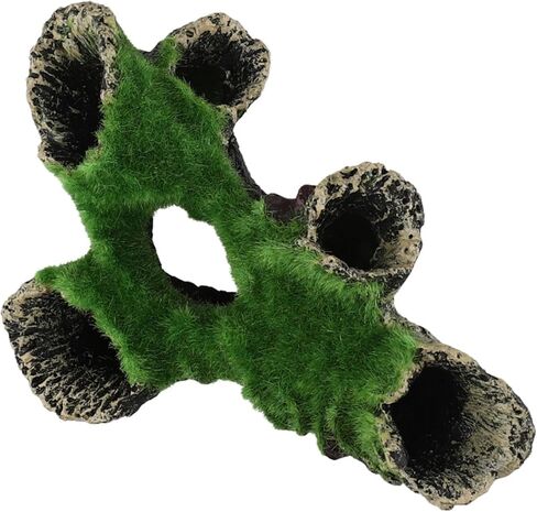 Resin Aquarium Decoration Moss Tree House Cave for Small Fish, Natural-Looking Aquascape Ornament with Vivid Green Color and Realistic Texture, Easy to Clean in Saudi Arabia