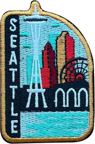 Seattle USA 3 Inches Embroidery Patch, City Iron On/Sew On Travel Embroidered Applique Patch, Travel Patches, Fabric Patches for Clothes Backpacks Hats, DIY Accessories Gifts for Travel Lover in Saudi Arabia