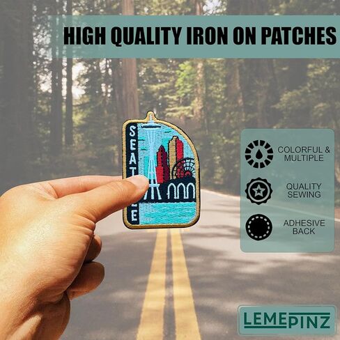 Seattle USA 3 Inches Embroidery Patch, City Iron On/Sew On Travel Embroidered Applique Patch, Travel Patches, Fabric Patches for Clothes Backpacks Hats, DIY Accessories Gifts for Travel Lover in Saudi Arabia