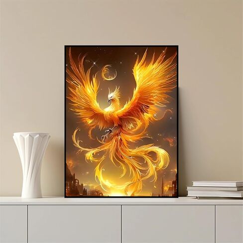 MOMDEDP DIY 5D Diamond Painting Kits for Adults Diamond Art Fire Phoenix Diamond Painting Full Drill Crystal Rhinestone Embroidery Craft Kits for Home Wall Decor Gifts 12x16inch ﻿ in Kuwait