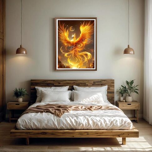 MOMDEDP DIY 5D Diamond Painting Kits for Adults Diamond Art Fire Phoenix Diamond Painting Full Drill Crystal Rhinestone Embroidery Craft Kits for Home Wall Decor Gifts 12x16inch ﻿ in Kuwait