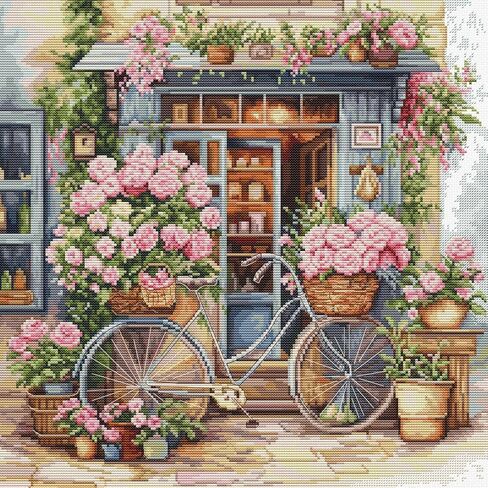 Luca-S Cross Stitch Kit Flowers Shop, BU5044, Counted Cross Stitch Kit for Adults, Needlecraft and Embroidery Kit in Saudi Arabia