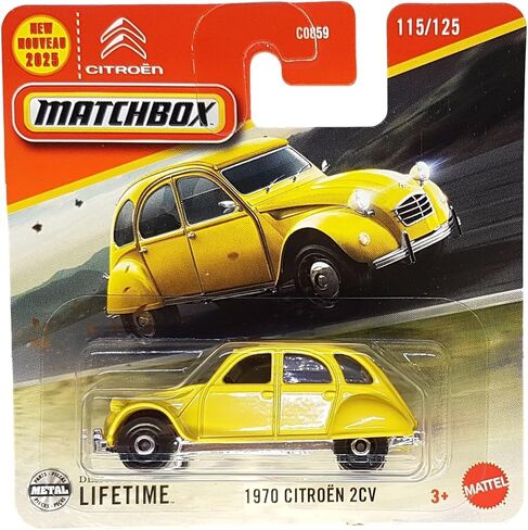 علبة الثقاب - 1970 سيتروين 2CV - رحلة طريق MBX 115/125 - JBR12 - بطاقة قصيرة - أصفر بطة - ليسني فائق السرعة - ماتيل 2025-1:64 in Saudi Arabia