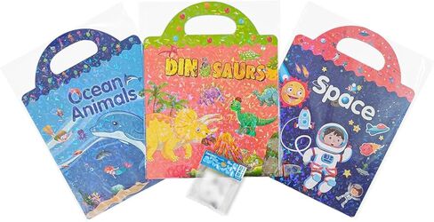ToysDiva Dinosaurs, Ocean Animals, Space: Reusable Sticker Activity Booklet Bundle with 1 Mini Collectible Eraser for Ages 3+ (Random Theme) [56144]" in Saudi Arabia