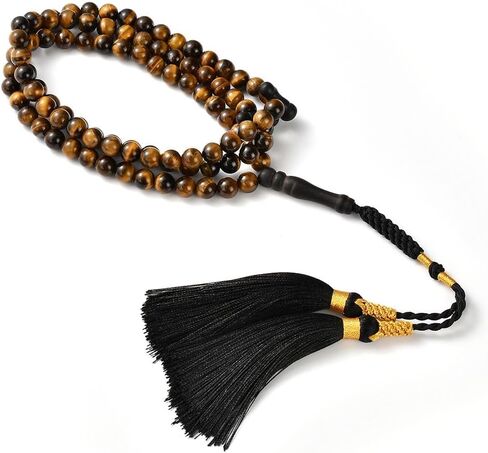 Tasbih Prayer Beads 99 Tiger Eye Stone 08 mm, Muslim Prayer Beads, Rosary, Masbaha Finger Counter, Zikr, Dhikr, Subha, Chapelet, Sibha, Islamic Misbaha, Handmade Tasbeeh in Saudi Arabia