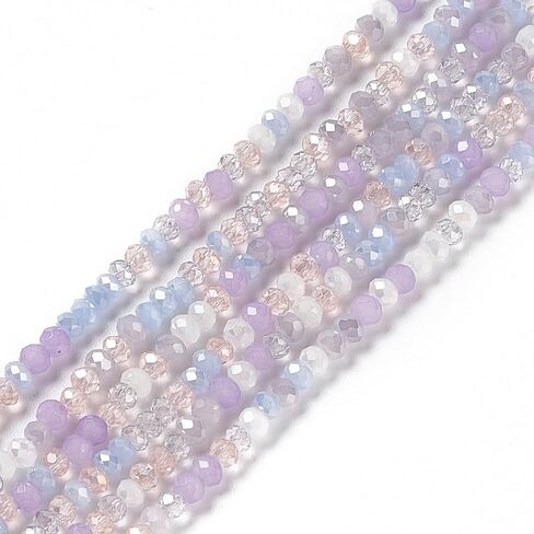 About 185pcs AB Color Plated Electroplate Glass Beads Strands, 3x2.5mm Lilac Faceted Abacus Loose Spacer Beads for Jewelry Making or Christmas Holiday Gifts, Hole: 0.7mm in Saudi Arabia