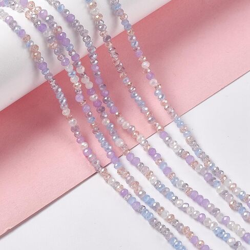 About 185pcs AB Color Plated Electroplate Glass Beads Strands, 3x2.5mm Lilac Faceted Abacus Loose Spacer Beads for Jewelry Making or Christmas Holiday Gifts, Hole: 0.7mm in Saudi Arabia