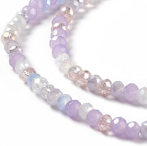About 185pcs AB Color Plated Electroplate Glass Beads Strands, 3x2.5mm Lilac Faceted Abacus Loose Spacer Beads for Jewelry Making or Christmas Holiday Gifts, Hole: 0.7mm in Saudi Arabia