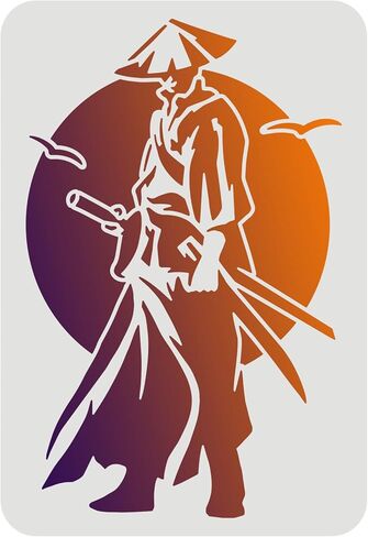 FINGERINSPIRE Chinese Swordsman Samurai Stencil - 29.7x21cm China Heroes Drawing Stencil for Painting on Wood, Fabric, Paper, Wall in Saudi Arabia