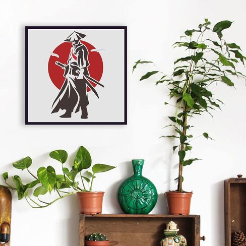 FINGERINSPIRE Chinese Swordsman Samurai Stencil - 29.7x21cm China Heroes Drawing Stencil for Painting on Wood, Fabric, Paper, Wall in Saudi Arabia