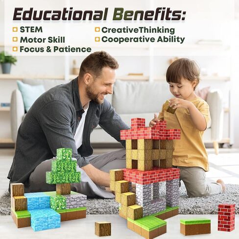 Magnetic Blocks 100PCS Magnetic Tiles Building Blocks, Build Forest World Set, Toys for Kids Boys Girls Ages 8+ Easter Christmas Birthday Gifts in Saudi Arabia