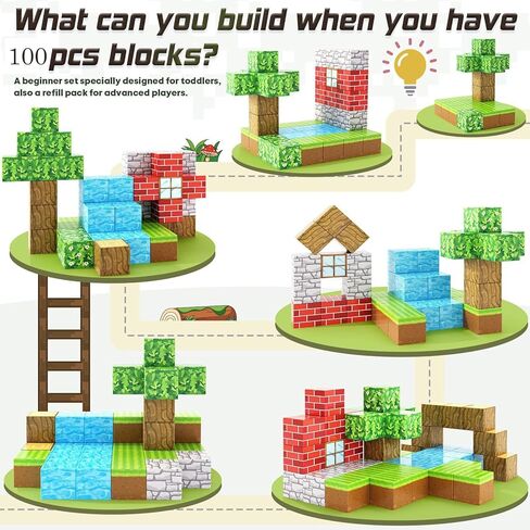 Magnetic Blocks 100PCS Magnetic Tiles Building Blocks, Build Forest World Set, Toys for Kids Boys Girls Ages 8+ Easter Christmas Birthday Gifts in Saudi Arabia