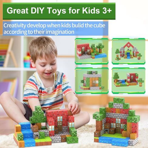 Magnetic Blocks 100PCS Magnetic Tiles Building Blocks, Build Forest World Set, Toys for Kids Boys Girls Ages 8+ Easter Christmas Birthday Gifts in Saudi Arabia