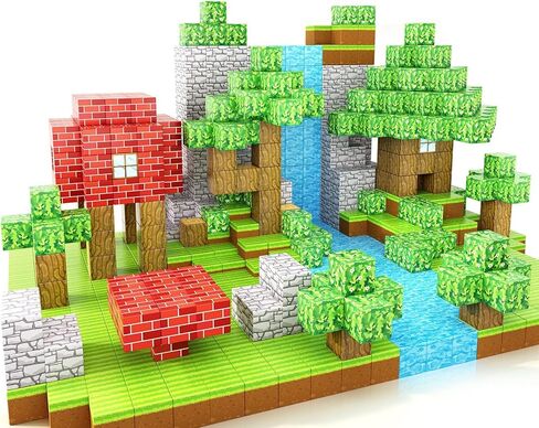 Magnetic Blocks 100PCS Magnetic Tiles Building Blocks, Build Forest World Set, Toys for Kids Boys Girls Ages 8+ Easter Christmas Birthday Gifts in Saudi Arabia