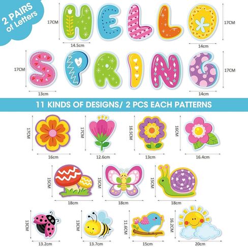 Hello Spring Cut-Outs Spring Flower Cut Outs Bulletin Board Decoration with 100 Pcs Glue Points for School Classroom Game Party Supplies (Spring Style, 44 Pcs) in Saudi Arabia