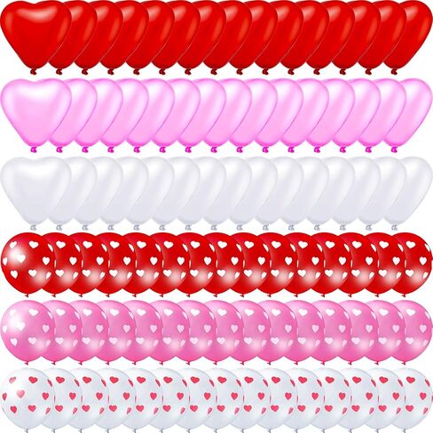 90 Set Valentine's Day Balloons Includes 45 Pieces Heart Shaped Latex Balloons and 45 Pieces Round Printed Balloons for Birthday Wedding Anniversary Party Decorations in Saudi Arabia