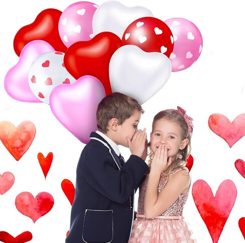 90 Set Valentine's Day Balloons Includes 45 Pieces Heart Shaped Latex Balloons and 45 Pieces Round Printed Balloons for Birthday Wedding Anniversary Party Decorations in Saudi Arabia