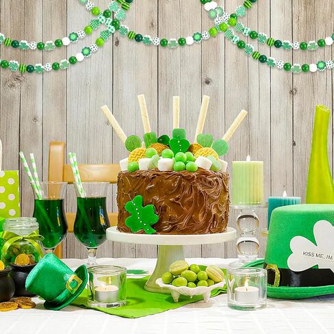 Whaline 207 قطعة من الخرز الخشبي لعيد القديس باتريك، خرز دائري فضفاض، شريط أخضر منقوش منقط، خرز حرفي على شكل نبات النفل لصنع سوار قلادة أيرلندي، ديكور منزلي للعطلات in Kuwait