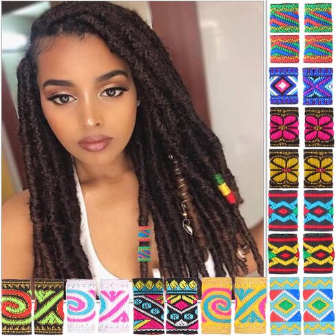 Fabric Dreadlock Bead Tubes Dreadlock Beads Hair Accessories Braid For Hair 24 Pieces Variety Style (MIX COLORS) in Saudi Arabia