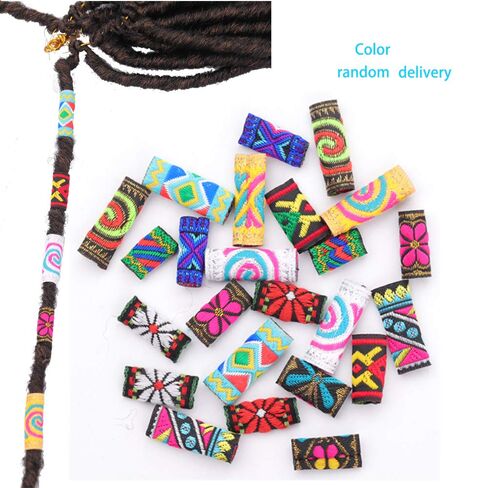 Fabric Dreadlock Bead Tubes Dreadlock Beads Hair Accessories Braid For Hair 24 Pieces Variety Style (MIX COLORS) in Saudi Arabia
