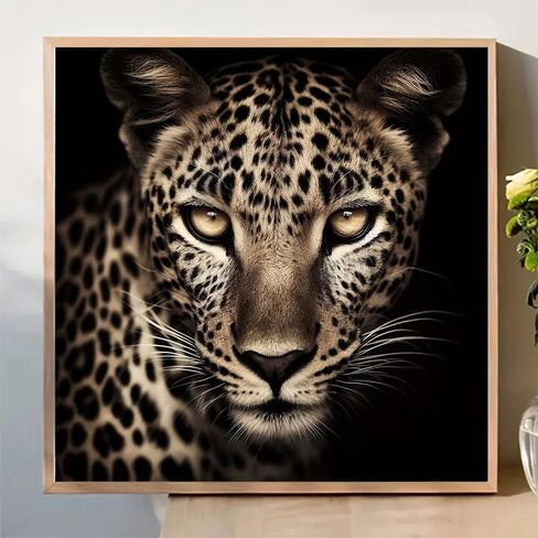 مجموعة الطلاء الماسي من Diosedyer Leopard للبالغين، صورة نمر واقعية بحفر كامل 5D مع الفن الماسي للعيون الذهبية، حرفة الماس DIY للحيوانات البرية لديكور جدار المنزل 11.8 × 11.8 بوصة in Kuwait