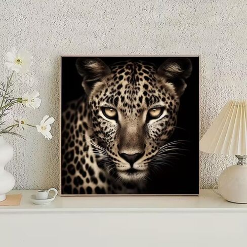 مجموعة الطلاء الماسي من Diosedyer Leopard للبالغين، صورة نمر واقعية بحفر كامل 5D مع الفن الماسي للعيون الذهبية، حرفة الماس DIY للحيوانات البرية لديكور جدار المنزل 11.8 × 11.8 بوصة in Kuwait