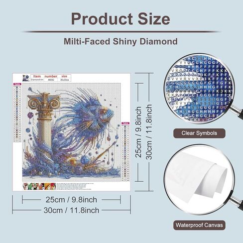 مجموعات الطلاء الماسي للأسماك من أنوفر للبالغين، مجموعات فنية ماسية خماسية الأبعاد للمبتدئين، مجموعات طلاء ماسية كاملة الحفر لديكور الحائط المنزلي، 12 × 12 بوصة in Kuwait