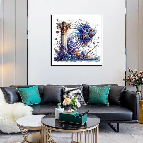 مجموعات الطلاء الماسي للأسماك من أنوفر للبالغين، مجموعات فنية ماسية خماسية الأبعاد للمبتدئين، مجموعات طلاء ماسية كاملة الحفر لديكور الحائط المنزلي، 12 × 12 بوصة in Kuwait