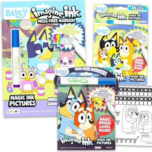 Bluey Imagine Ink Coloring Super Set ~ Bundle with 3 Imagine Ink Mess-Free Coloring Books for Kids with Stickers Party Favors and Activities in Saudi Arabia
