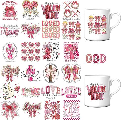 25 Pcs Valentines Day UV DTF Cup Wraps, Boho Retro Uvdtf Cup Wraps for 16 oz Water Bottle, Pink Watercolor Decal Stickers for Women Her Girlfriend Wife DIY Crafts Gift in Saudi Arabia