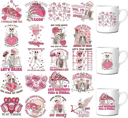 25 Pcs Valentines Day UV DTF Cup Wraps, Boho Retro Uvdtf Cup Wraps for 16 oz Water Bottle, Pink Watercolor Decal Stickers for Women Her Girlfriend Wife DIY Crafts Gift in Saudi Arabia