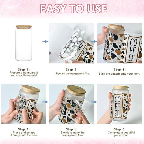 25 Pcs Valentines Day UV DTF Cup Wraps, Boho Retro Uvdtf Cup Wraps for 16 oz Water Bottle, Pink Watercolor Decal Stickers for Women Her Girlfriend Wife DIY Crafts Gift in Saudi Arabia