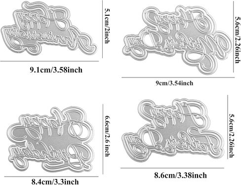 4PCS Letters Metal Cutting Dies for Card Making Happy Birthday Happy Father's Day Happy Mother's Day Happy Anniversary Metal Die Cuts for DIY Scrapbooking Paper Crafting Embossing Carboon Steel in Saudi Arabia
